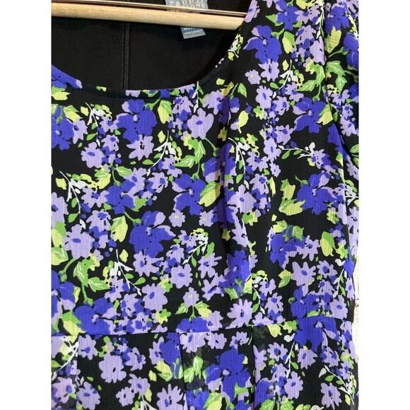 Rabbit Babydoll Dress Womens 8 Purple Floral Short Sleeve Flowy Fit & Flare - Picture 3 of 15